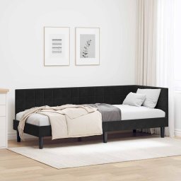 Cadru de pat coltar cu headboard Negru 80 x 200 cm Catifea GartenMobel Dekor
