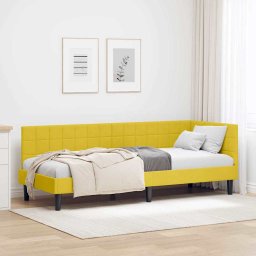 Cadru de pat coltar cu headboard Galben 80 x 200 cm Catifea GartenMobel Dekor