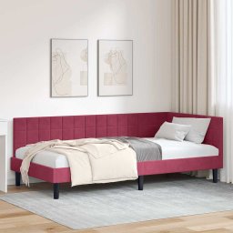 Cadru de pat coltar cu headboard bordo 100 x 200 cm Catifea GartenMobel Dekor