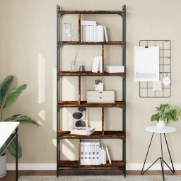 Biblioteca cu 6 niveluri, stejar fumuriu, 76x32x192 cm, lemn GartenMobel Dekor