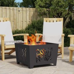Cuptor de foc Negru 60 x 60 x 40 cm Otel laminat la rece GartenMobel Dekor