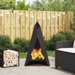 Cuptor de foc Negru 58 x 40 x 100 cm Otel laminat la rece GartenMobel Dekor