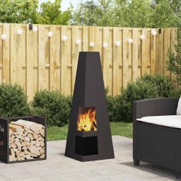 Cuptor de foc Negru 35 x 35 x 100 cm Otel laminat la rece GartenMobel Dekor