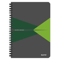 Caiet LEITZ Office, carton laminat, FSC, reciclabil, A5, 90 coli, cu spira, matematica, verde