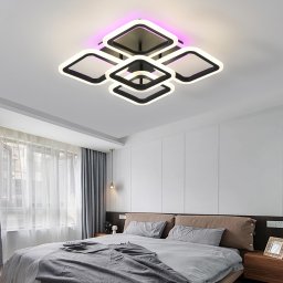 Lustra LED 120W Ceiling 5 Patrate Mini Negru RGB, Telecomanda