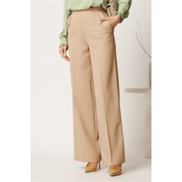 Pantaloni DY Fashion bej lejeri cu buzunare si nasturi decorativi