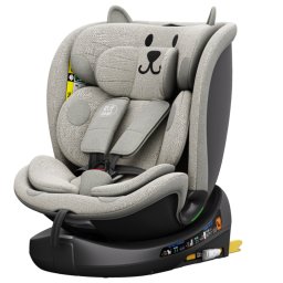 BUF BOOF® B-Joy DELUXE i-Size 40–150 cm Scaun Auto Copii, ISOFIX, Rotativ 360°, Reclinare 155°, Poziție Somn, LightGreyCAT