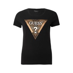 GUESS Tricou maro / auriu / negru / alb