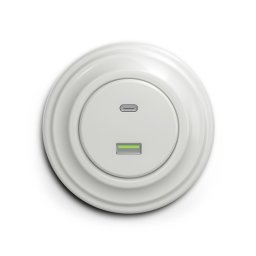 Kliklap - Priză USB retro A+C cu ramă ceramică albă