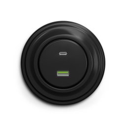 Kliklap - Priză retro cu USB-A și USB-C, cu ramă, neagră