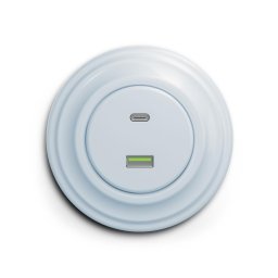Kliklap - Priză USB retro A+C cu ramă albastră