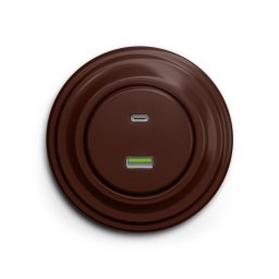 Kliklap - Priză retro USB-A și USB-C cu ramă, maro