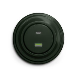 Kliklap - Priză USB retro A+C cu ramă, verde