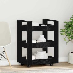 Troler de Bucatarie Stejar negru 60 x 45 x 80 cm Lemn compozit GartenMobel Dekor