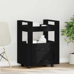 Troler de Bucatarie Stejar negru 60 x 45 x 80 cm Lemn compozit GartenMobel Dekor