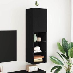 Cabinet TV Negru 30.5 x 30 x 102 cm Lemn compozit GartenMobel Dekor