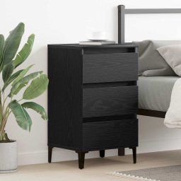 Noptiera stejar negru cu 3 sertare, 40 x 35 x 69 cm, lemn compozit