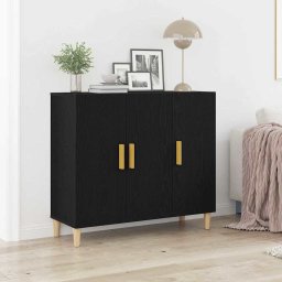 Bufet Negru 90 x 34 x 80 cm Lemn compozit GartenMobel Dekor