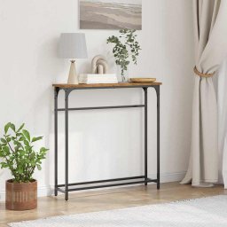 Masa de Consola cu raft Lemn Vechi 75 x 19.5 x 75 cm GartenMobel Dekor