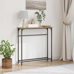 Masa de Consola cu raft stejar artizanal 75 x 19.5 x 75 cm GartenMobel Dekor