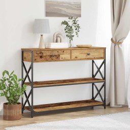 Masa Consola Lemn vechi 100 x 28 x 75 cm Lemn compus si metal GartenMobel Dekor