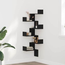 Etajera de colt Stejar negru 45 x 45 x 147 cm Lemn compozit GartenMobel Dekor