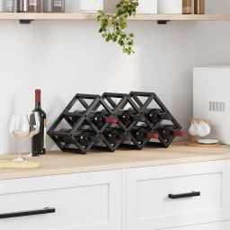 Raft pentru vin Negru 63 x 16.5 x 25 cm GartenMobel Dekor