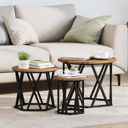 Masa laterala nesting 3 pcs Lemn vechi 53 x 53 x 40 cm GartenMobel Dekor
