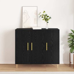 Bufet Stejar negru 90 x 34 x 80 cm Lemn compozit GartenMobel Dekor