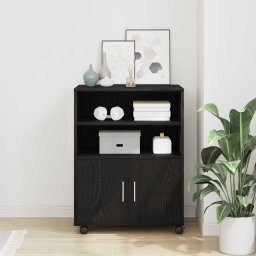 Cabinet Mobil cu usa Stejar negru 60 x 48 x 81 cm Lemn compozit GartenMobel Dekor