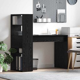 Birou cu raft Stejar negru 113 x 54 x 120 cm Lemn compozit GartenMobel Dekor