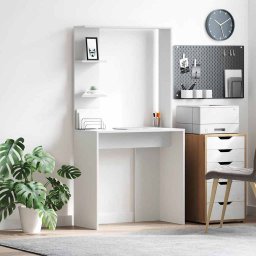 Birou cu raft Alb 78.5 x 37 x 154.5 cm Lemn compozit GartenMobel Dekor