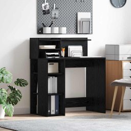 Birou cu Stocare Stejar Negru 90 x 48 x 101.5 cm Lemn compozit GartenMobel Dekor