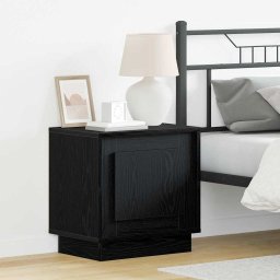 Noptiera neagra din lemn compozit, 44 x 34,5 x 45 cm, stil modern