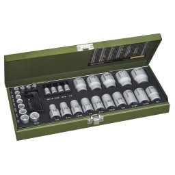 Trusa tubulare si biti, 36 de piese pentru dimensiuni Ã®n inch, 1/4"" si 1/2"", Proxxon 23114