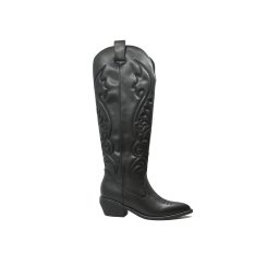 Cizme damă ciocate Anna Viotti negre din piele naturală cu carâmb brodat GOR2765-36 EU