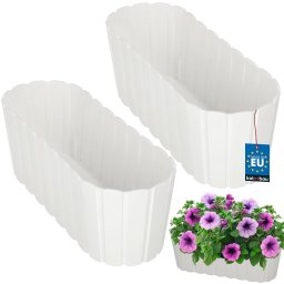 Ghiveci oval pentru balcon și terasă alb 400 mm set 2 buc.