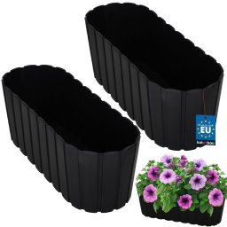 Ghiveci oval pentru balcon și terasă antracit 400 mm set 2 buc.