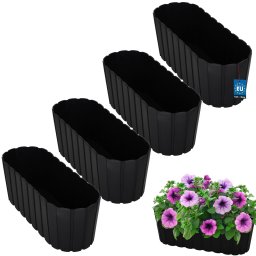 Ghiveci oval pentru balcon și terasă antracit 400 mm set 4 buc.