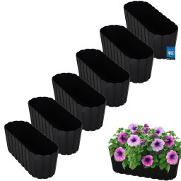 Ghiveci oval pentru balcon și terasă antracit 400 mm set 6 buc.