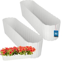Ghiveci oval pentru balcon și terasă alb 600 mm set 2 buc.