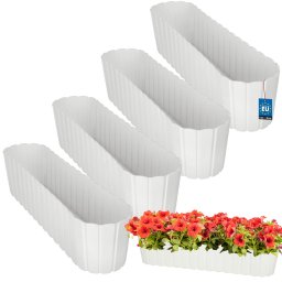 Ghiveci oval pentru balcon și terasă alb 600 mm set 4 buc.