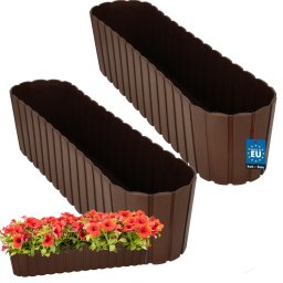 Ghiveci oval pentru balcon și terasă maro 600 mm set 2 buc.