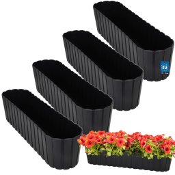 Ghiveci oval pentru balcon și terasă antracit 600 mm set 4 buc.