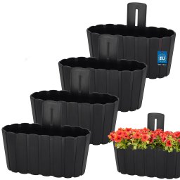 Ghiveci suspendat de perete pentru balcon și terasă antracit 280 mm set 4 buc.