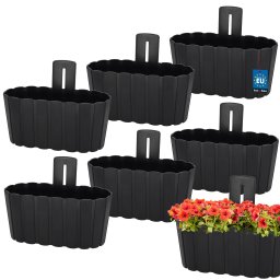 Ghiveci suspendat de perete pentru balcon și terasă antracit 280 mm set 6 buc.