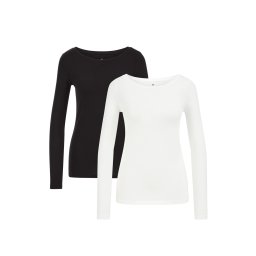 WE Fashion Tricou negru / alb