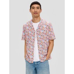 s.Oliver Camasa barbati cu maneca scurta, Regular fit, Rosu deschis (SELECTATI MARIMEA: L)