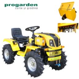 Minitractor ProGARDEN Campo T12 V25.1 4x4, 12CP, diesel, hidraulica fata-spate, roti 6.00-12 cu freza tractata si tocator vegetatie