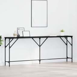 Masa console Stejar negru 200 x 29 x 75 cm Lemn compus si metal GartenMobel Dekor